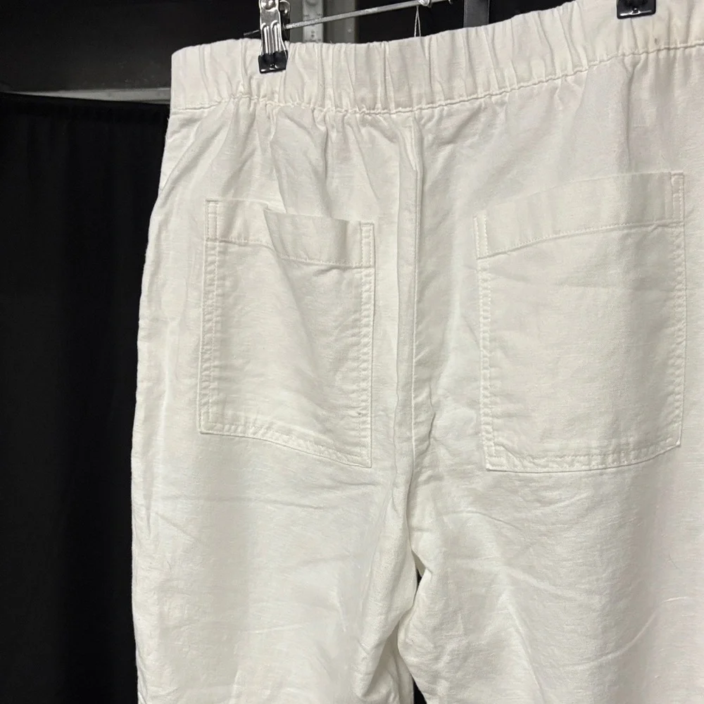 GAP Women's White Wide Leg Linen Pants - Picture 3 of 5